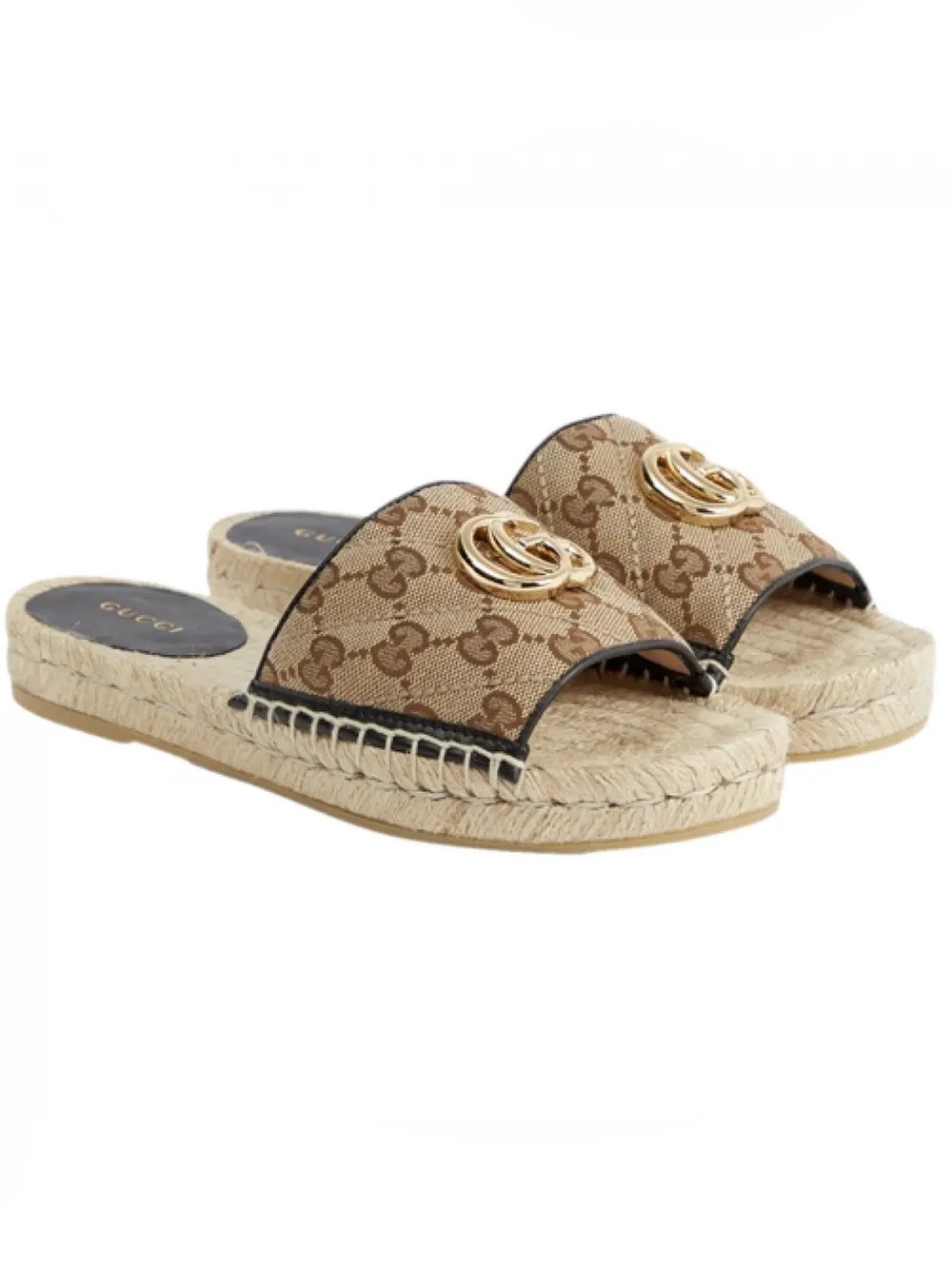 Gucci Marmont gold GG Monogram Matelasse Canvas Slide Espadrille Sandals EU 41